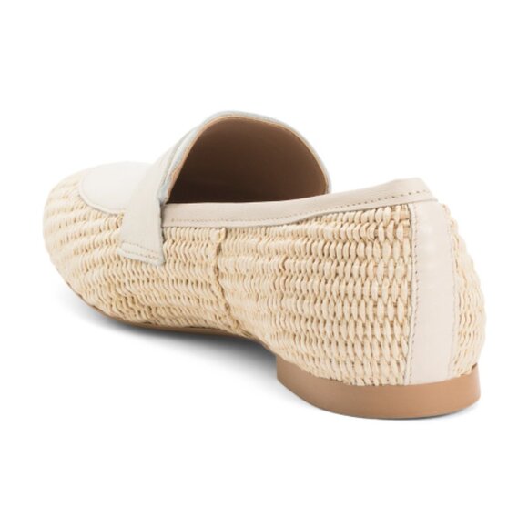 RICCARDO BOCCIA Made In Italy Leather And Raffia Penny Moccasin Flats - Picture 2 of 2